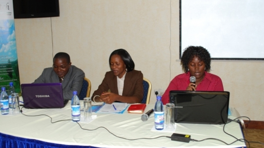 Dan Ngabirano, Mrs. Irene Ssekyana and Harriet Bibangamba attending a training workshop